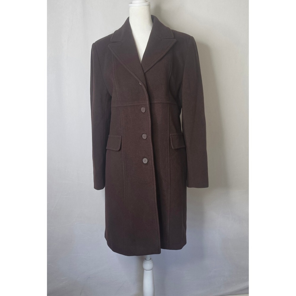 Express Compagnie Internationale Dark Brown Wool Blend Car Coat Vintage 7/8